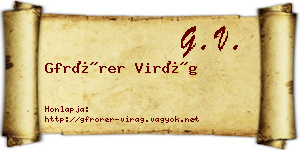 Gfrörer Virág névjegykártya